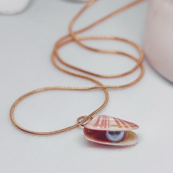 Coquiña shell pendant necklace locket with pearl - Picture 3 of 6